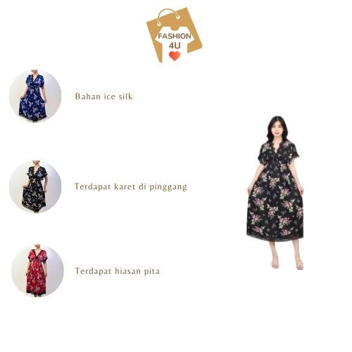 4U Baju Tidur Sexy Bahan Satin Dress Lingerie Sexy Lembut daster Renda piyama motif BT374