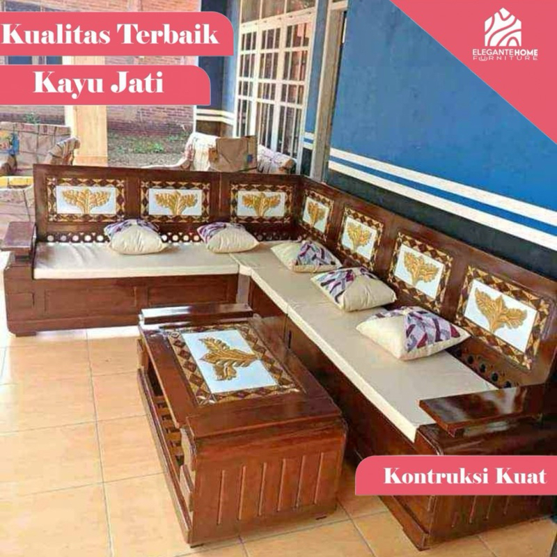 kursi ruang tamu sudut , kursi sudut tamu jati , kursi sudut jati, kursi domini, kursi tamu minimali