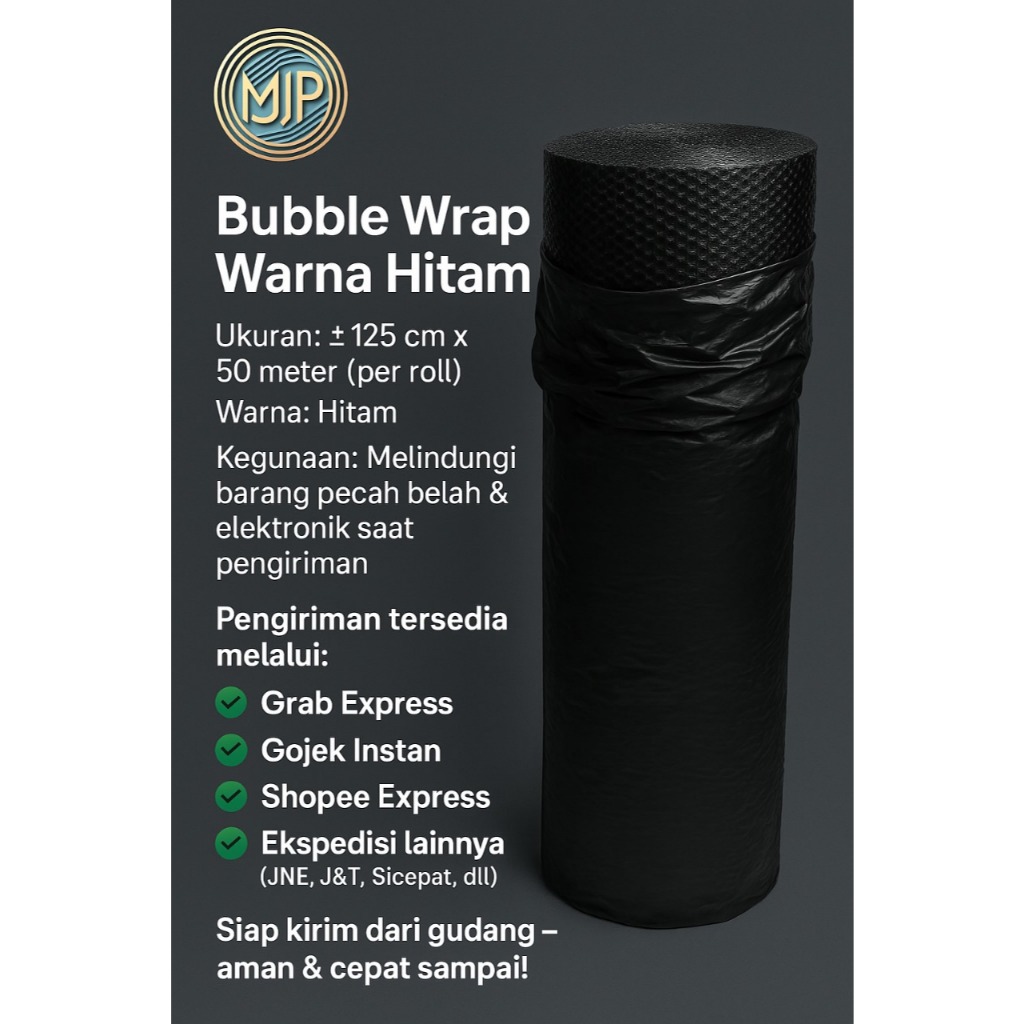 

Bubble Wrap Hitam 125x50m – Packing Aman – Tebal & Kuat