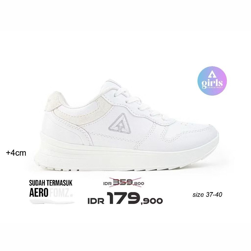 Aerostreet 37-40 Sydney putih putih putih - Sepatu Sneakers Wanita