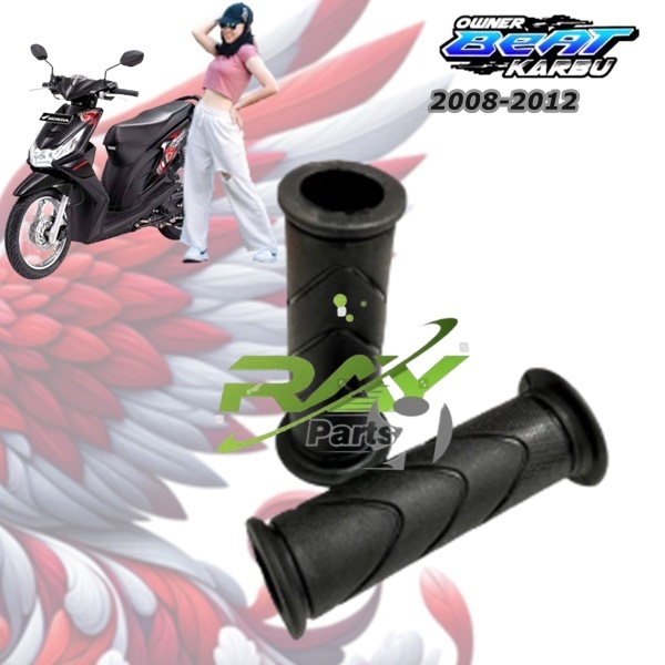 handgrip grip stang motor  karet hitam set kanan kiri matic / honda Beat