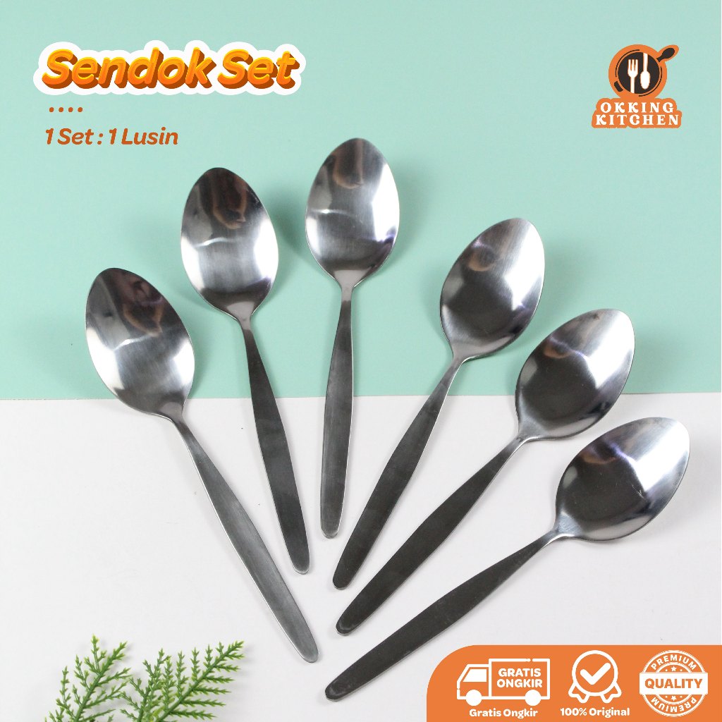Sendok makan tebal stainless Sendok tebal anti karat 12 pcs sendok stainless tebal anti karat KLS28