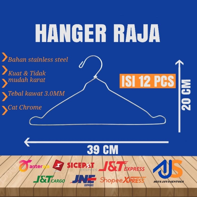 HANGER RAJA Hanger baju dewasa hanger kawat (ISI 12PCS)