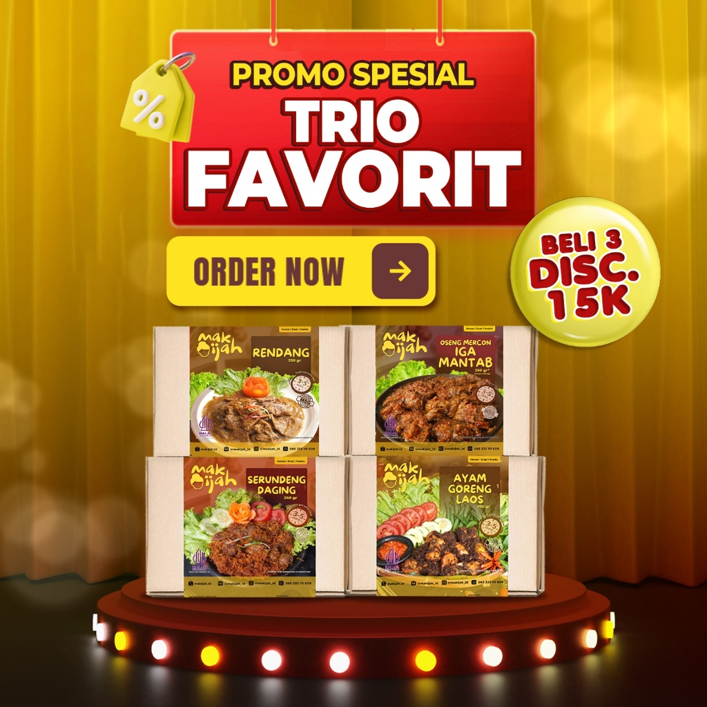 

PROMO TRIO FAVORIT PAKET KENYANG HEMAT MAKIJAH PAKET OLEH OLEH PAKET HAMPERS PAKET GIFT PAKET RAME RAME