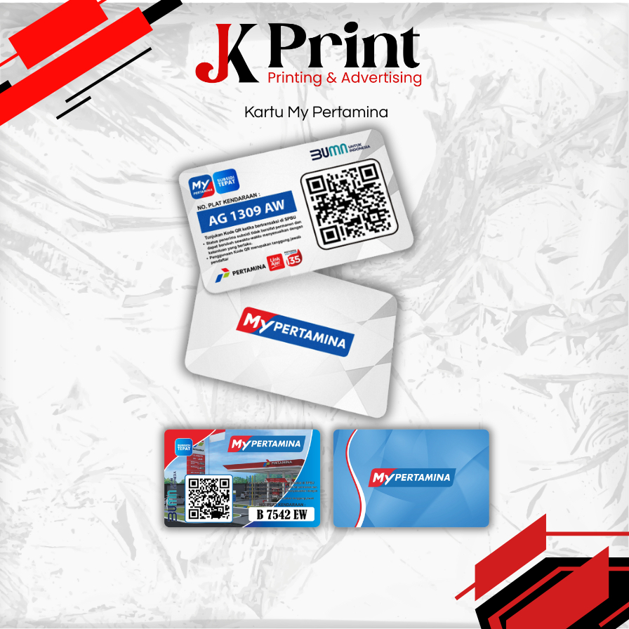 

JELAJAH KARYA - Cetak Kartu My Pertamina bahan Pvc tebal / cetak barcode pertamina/ Custom Foto/Gambar Mobil