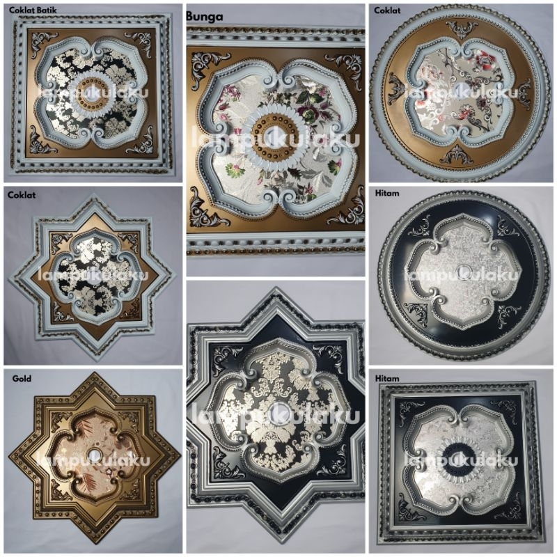 Ornamen Plafon Hias 60cm Persegi, Bintang, Lingkaran