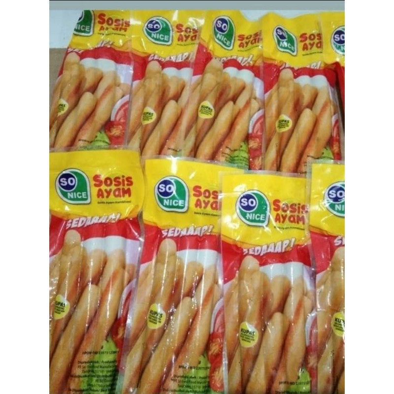 

So Nice Sosis Ayam 75gr – Isi 3 pcs Sosis Ayam Praktis, Gurih & Disukai Anak-anak