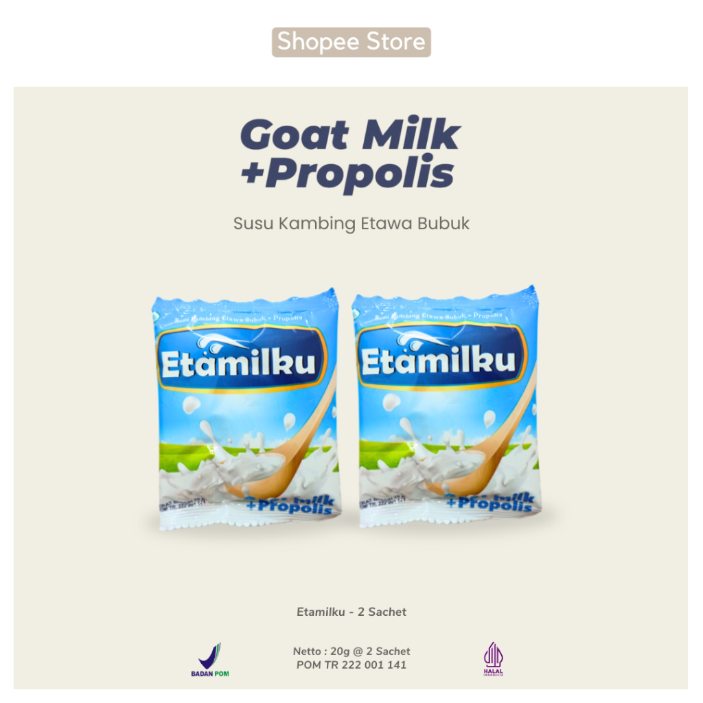 

ETAMILKU Susu Kambing Etawa Bubuk Plus Propilis Beepollen Goat Milk Original - 2 Sachet