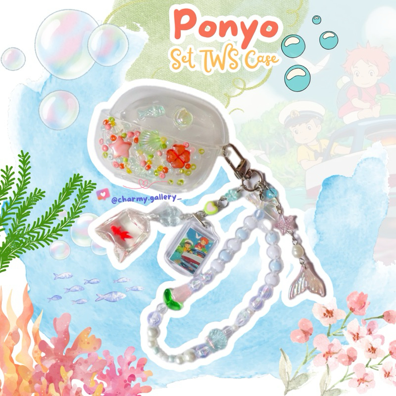 Ponyo Vibes Set Accessories - Charmy Gallery, Casing tws ponyo, bag charm ponyo, set case airpods ba