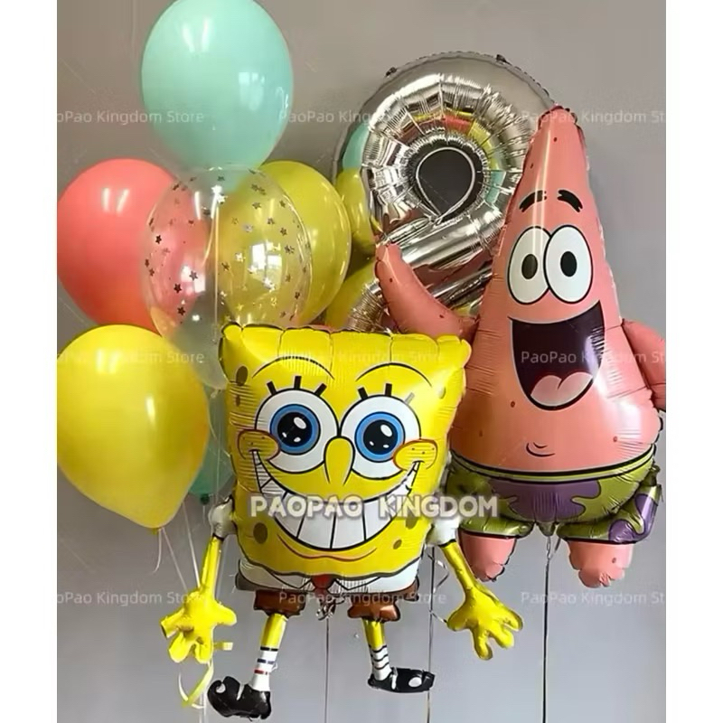 Paket Balon Spongebob Patrick Angka Silver