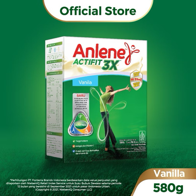 

Anlene Actifit 3X 580gr Susu Bubuk Dewasa - Nutrisi Tinggi Kalsium untuk Tulang, Sendi, dan Otot. Serta Mencegah Risiko terkena Osteoporosis