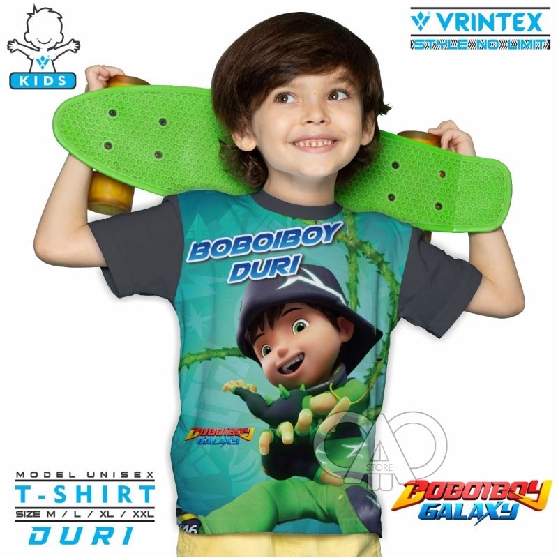 Baju Kaos Anak T-shirt Kids Boboiboy Galaxy Fusion Duri Fullprint