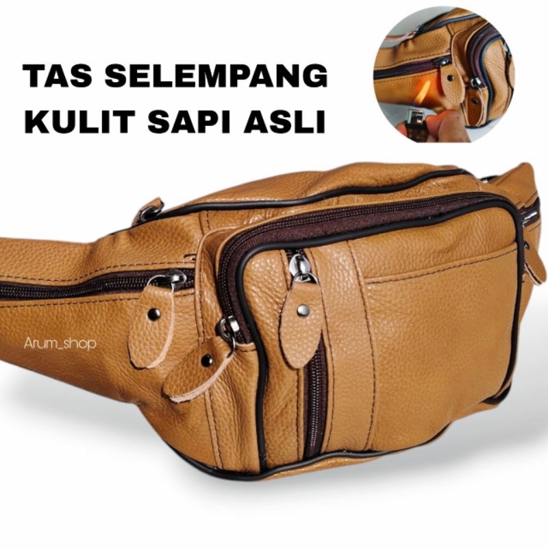Tas pria kulit asli tas selempang tas dada full kulit tas bahu dan pinggang banyak variasi motif