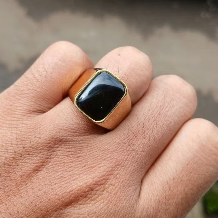 Cincin batu akik yaman wulung cibet kotak natural