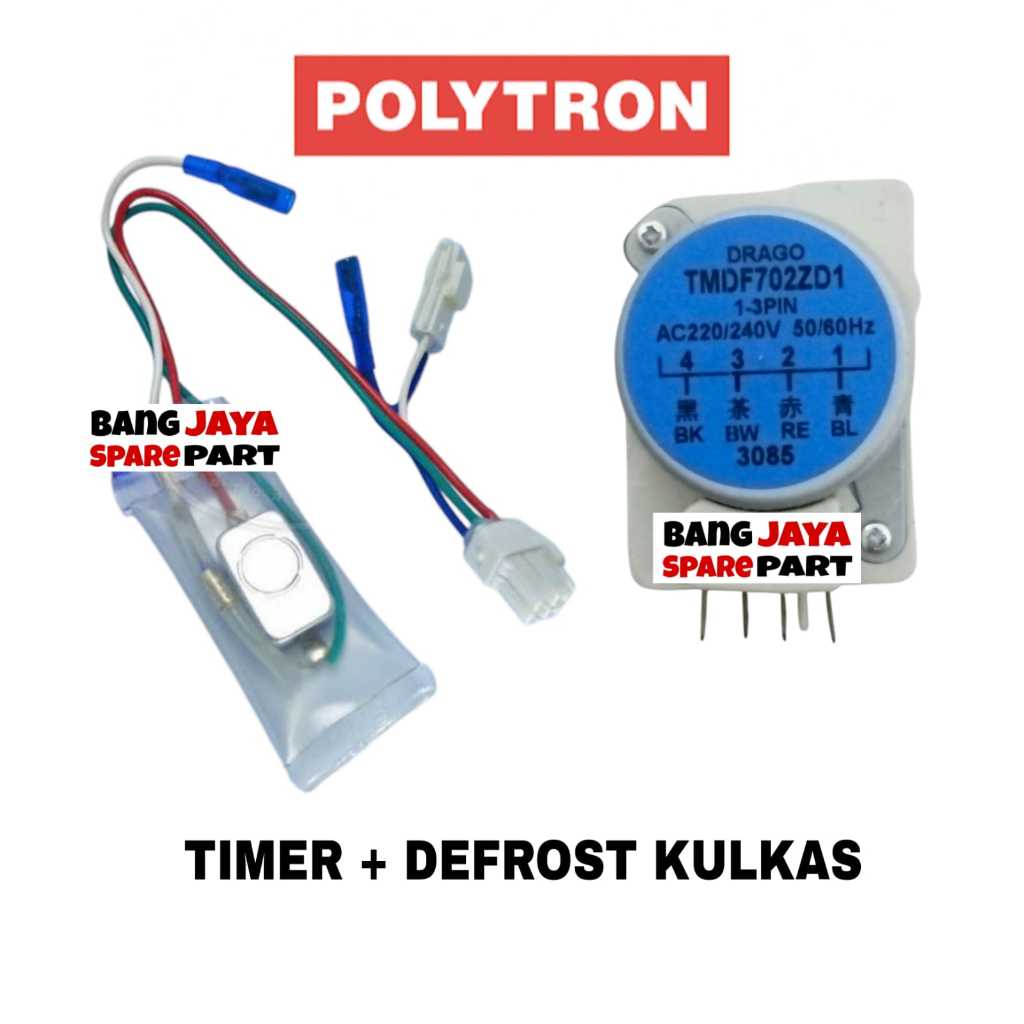 Timer + Defrost Kulkas Polytron 2 pintu 1set