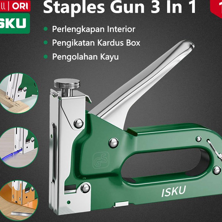 

ISKU Staples tembak jok motorStapler tembak kayu gun paku steples tembak 3 in 1 tacker Bisa 3 Jenis Staples