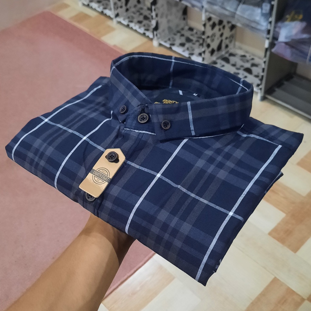 flanel shirt abu abu / kemeja kantor abu / kemeja kotak kotak abu / kemeja eightyeight abu / kemeja 