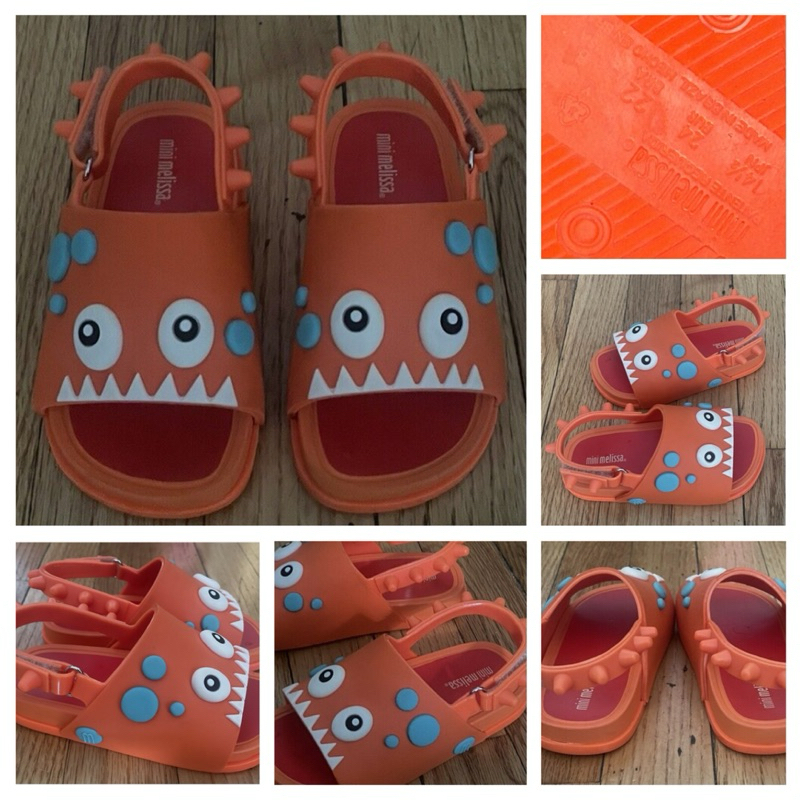 preloved mini melissa size 9 - orange monster sandals