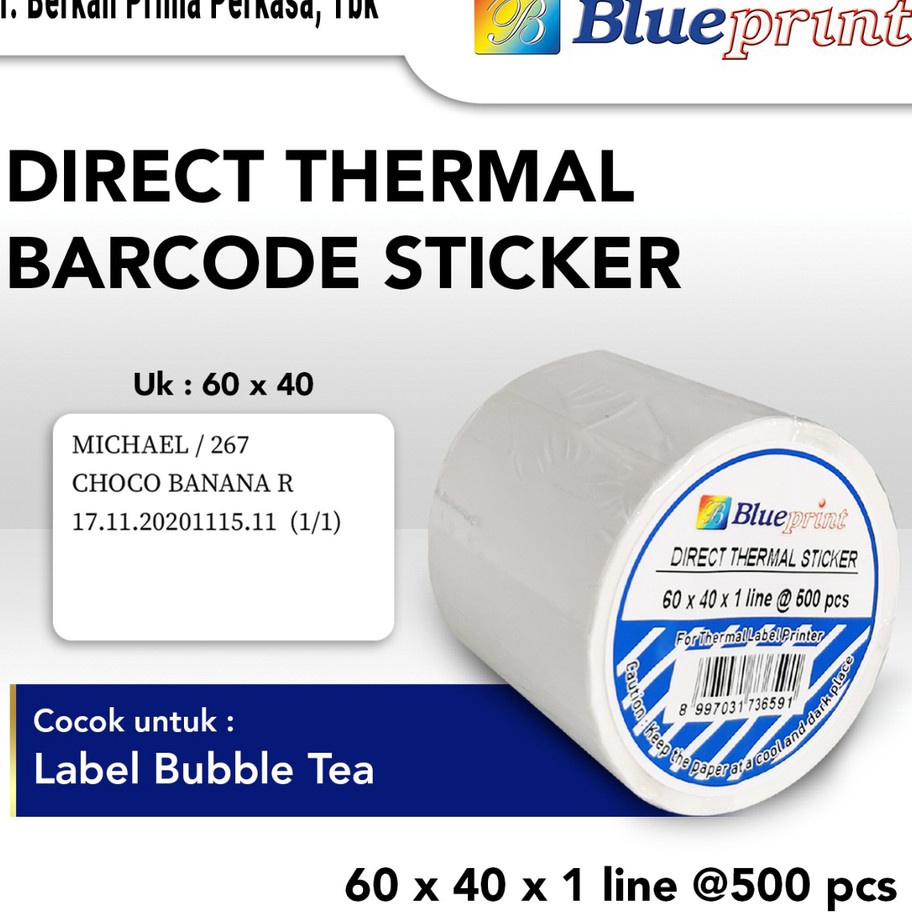 

Direct Thermal Sticker 6 x 4 BLUEPRINT Kertas Label Stiker 6x4 mm 1 Line Isi 5 1 Roll