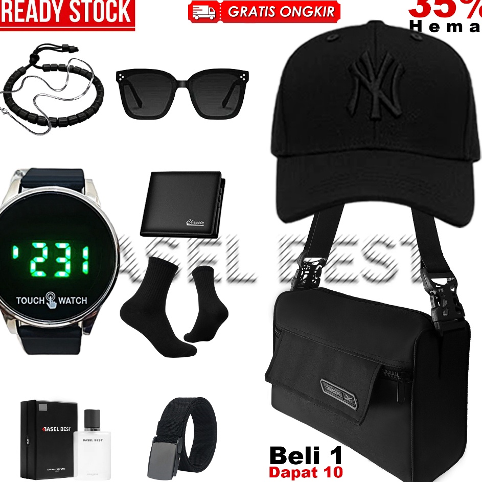 BISA COD  Paket Combo Termurah Cowok Stylish  BUNDLE PRIA  Aksesoris Istimewa Pria SlingBagTopi Base