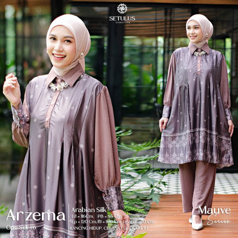 ARZEMA ONESET BY TULUS SIGNATURE SETELAN CELANA LONG TUNIK ARABIAN SILK SETELAN CELANA LONG TUNIK  L