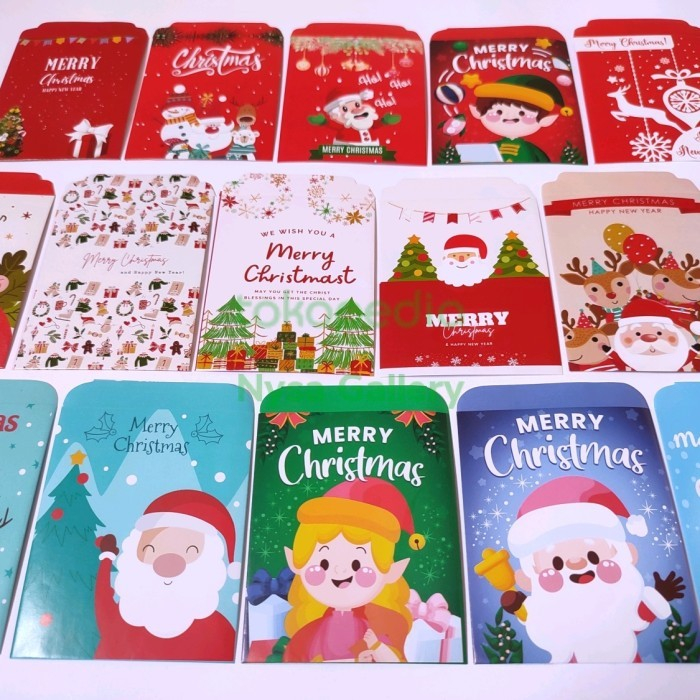 

100 Lembar Amplop Natal Merry Christmas Glossy Ukuran Medium