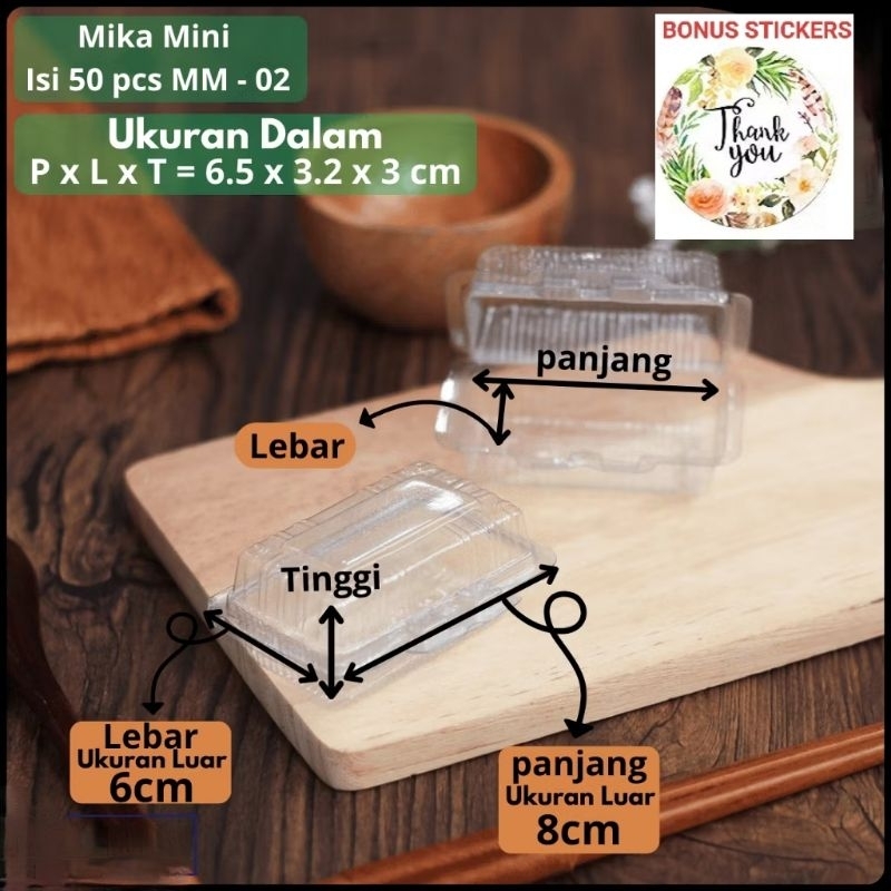 Mika kotak kue mini tart sushi mochi MM02 isi 50pcs per pack plus tutup plastik lipat wadah bening b