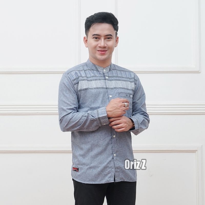 BAJU KOKO MOTIF SONGKET MATT KATUN MADINA / KEMEJA KANTOR / KEMEJA LENGAN PANJANG