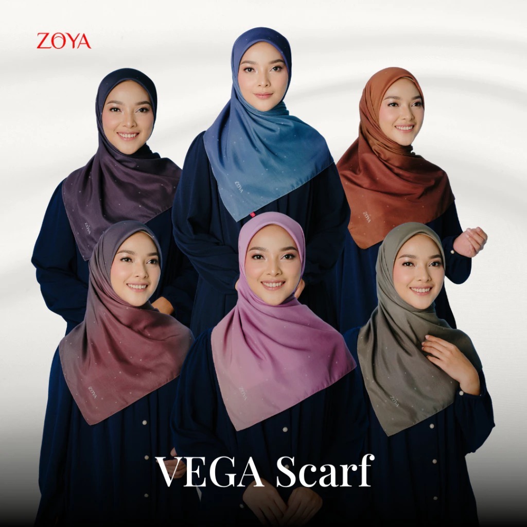 Zoya VEGA Scarf - Kerudung Hijab Segiempat Motif Gradasi Bahan Poly Fine (Include Pouch)