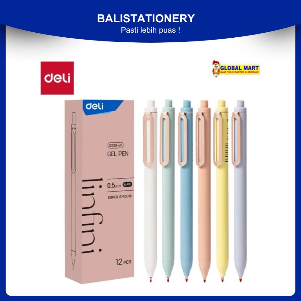 

Pulpen Gel / pena gel Deli EG338-BK Retractable 0.5mm – Tinta Hitam / Black