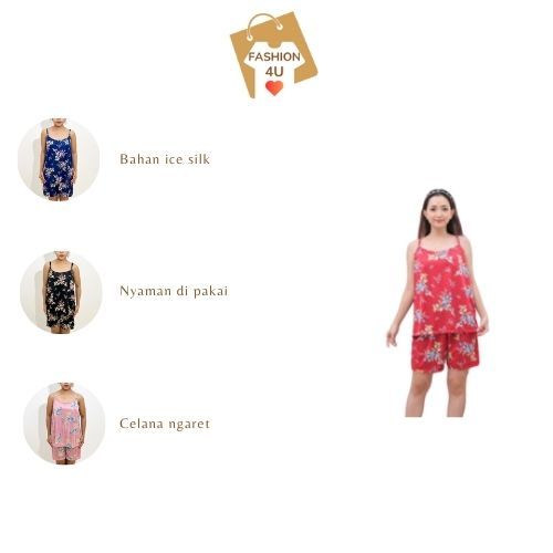 4U Baju Tidur  set Sexy Bahan Satin Dress Lingerie Sexy Lembut Ade set baju tidur BT293
