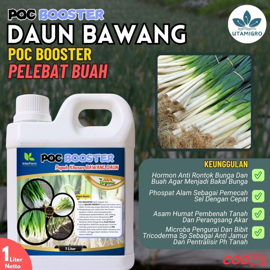 POC Pupuk Penyubur Daun Bawang isi 1 Liter, Menyuburkan Daun Mempercepat Pertumbuhan, Pelebat Daun