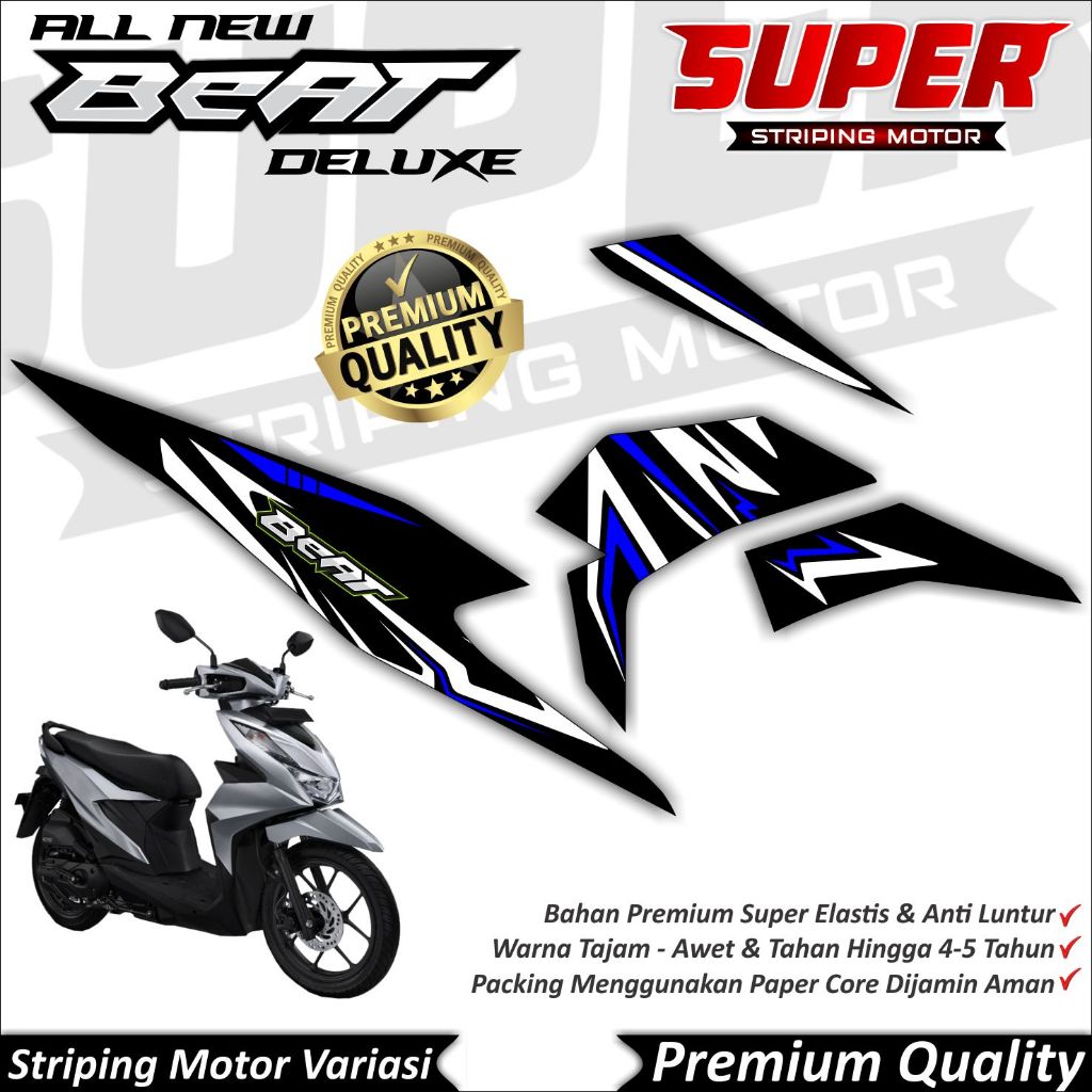 Stiker Beat Deluxe Anti Luntur keren Striping Beat Deluxe 2021 - 2023 Striping Honda Beat Deluxe Rac