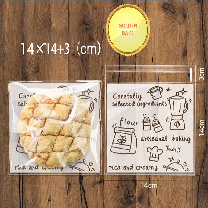 

GBake Plastik OPP 100pcs cookies ARTISANAL BAKING uk. 14x14 cm / Plastik Nastar / Plastik Snack kue bolu plastik perekat seal