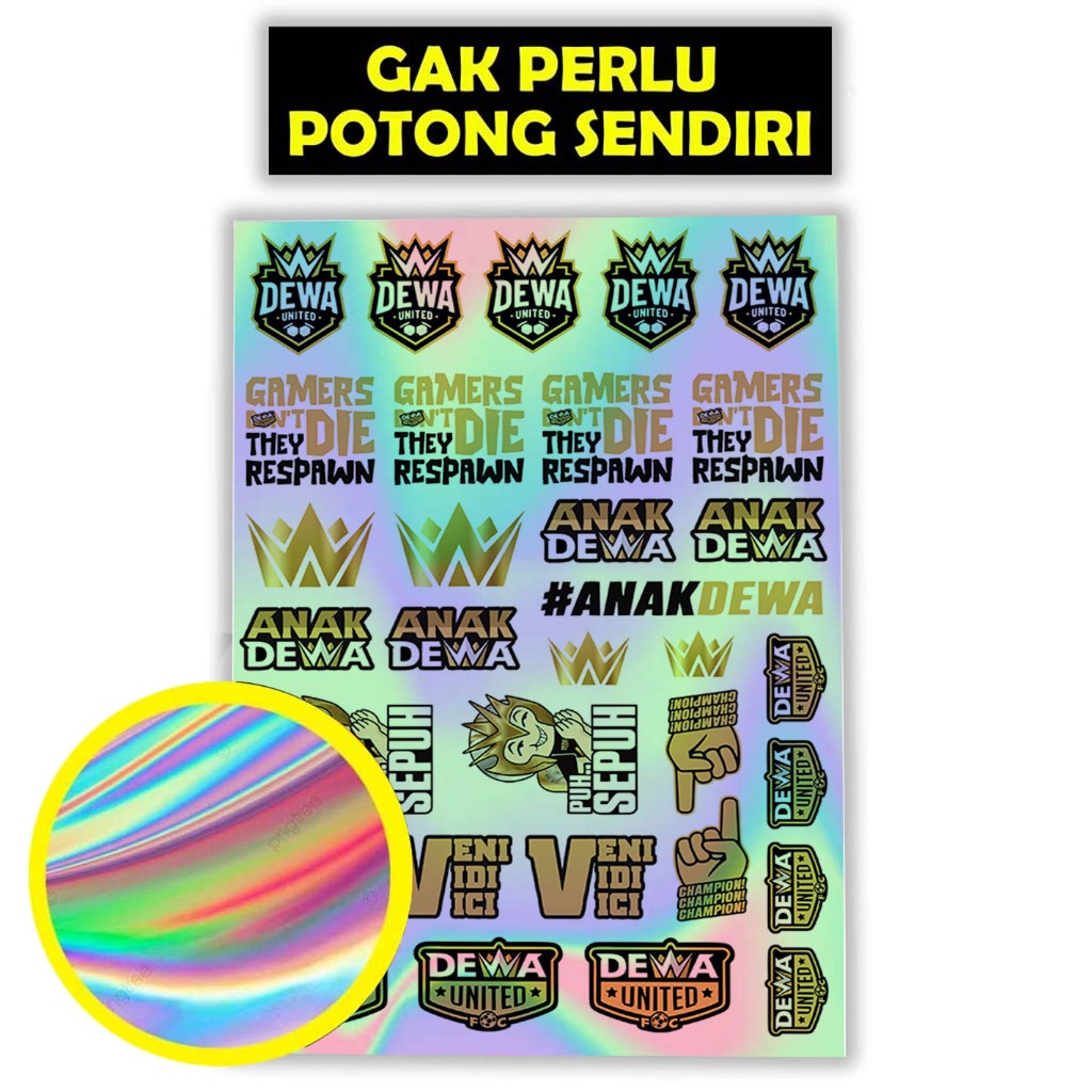 

Stiker Hologram Dewa United, Anak Dewa, Veni Vidi Vici, Sticker Klub Bola Dewa United, Stiker Pack