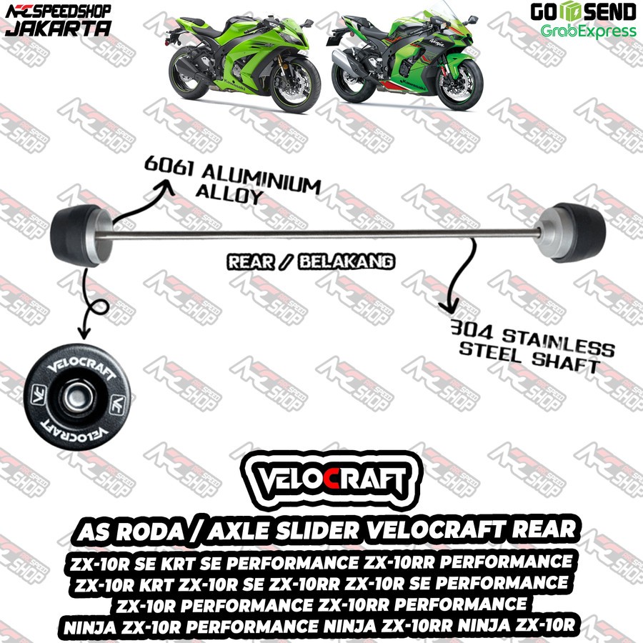 As Roda / Axle Slider VELOCRAFT As Roda Rear / Belakang K006 Kawasaki K006 ZX-10R ZX10 R ZX10R ZX 10