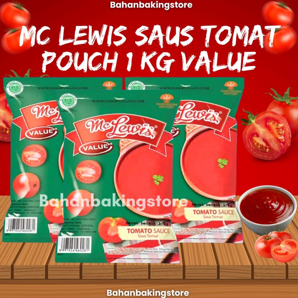 

MC LEWIS SAUS TOMAT POUCH 1 KG | KEMASAN REFILL | TOMATO KETCHUP | SAOS TOMAT 1KG