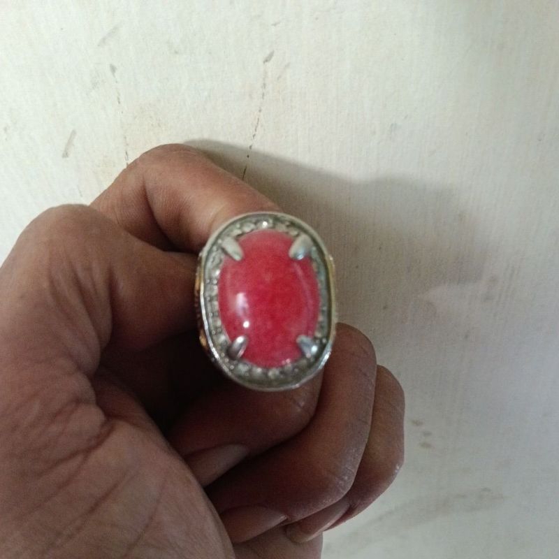 Akik kristal merah baron, tembus,