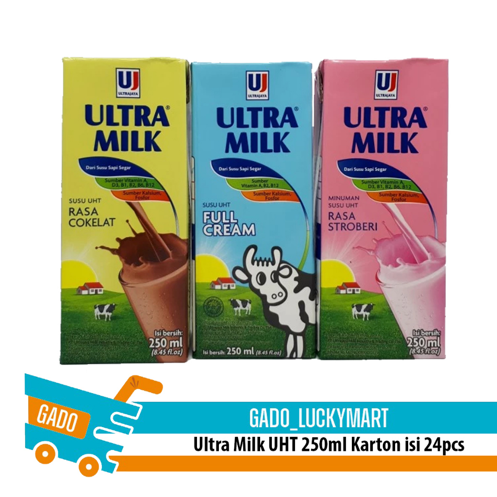 Ultra Milk UHT 250ml 1 dus/susu UHT ultra coklat strawberry full cream/susu ultra dus karton