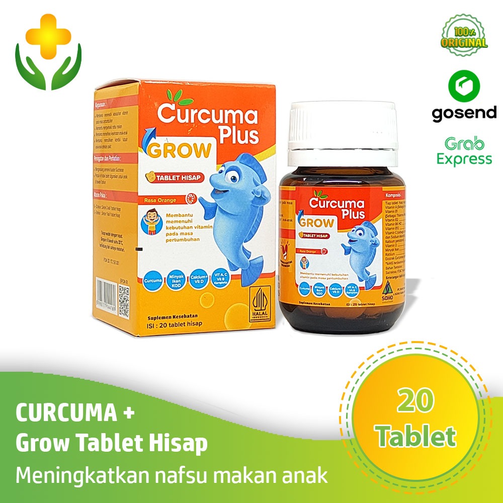 Curcuma Plus Grow Rasa Jeruk 20 Tablet Hisap - Suplemen Penambah Nafsu Makan Anak