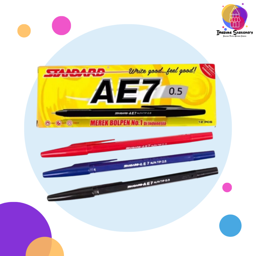 

Pulpen Standard AE7 Hitam, Biru, Merah / Ball Pen / Pena 0.5mm Standard AE7 (1Kotak)