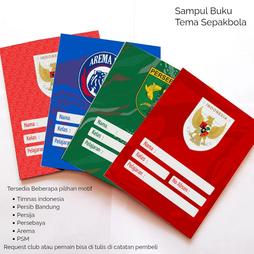 

Sampul Buku Sepakbola Anak – Motif Klub & Timnas | Ukuran Buku Tulis A5 | isi 5 pcs