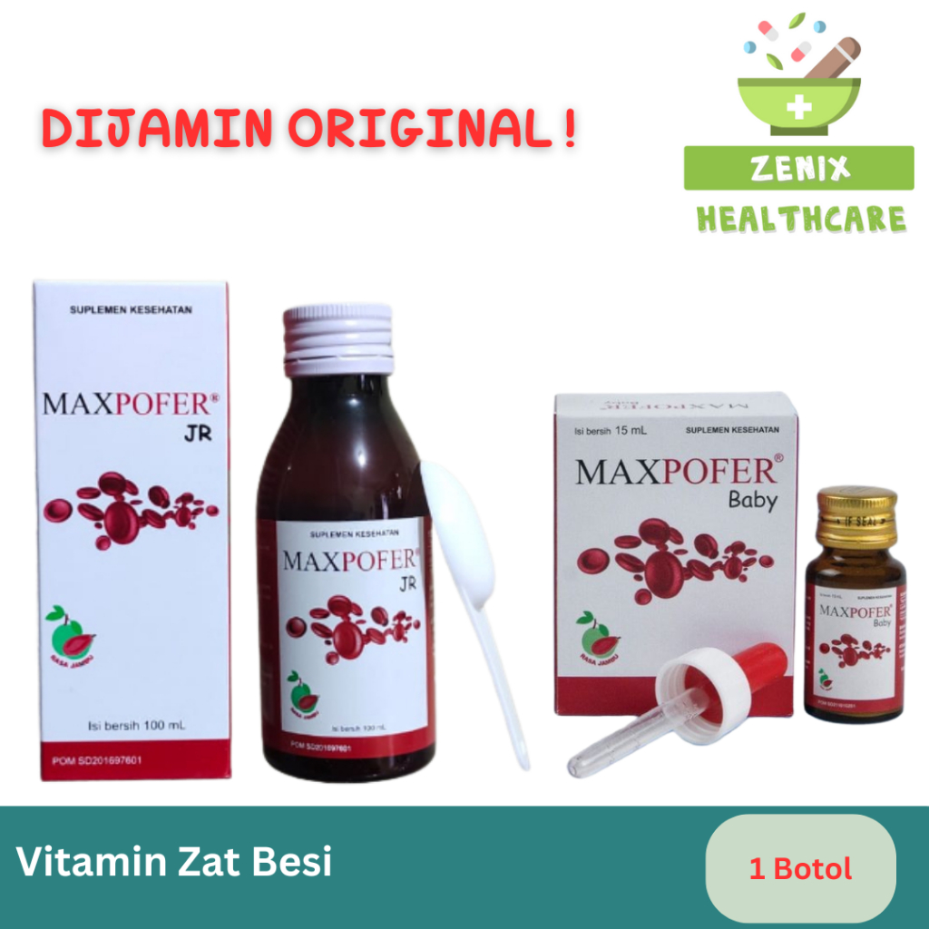 Maxpofer Baby drop/Maxpofer Junior Sirup - Vitamin Zat Besi Anak  - 1 Botol
