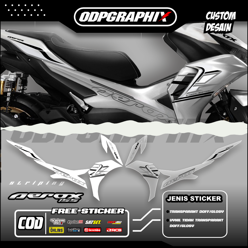 STIKER STRIPING TRANSPARAN AEROX NEW 155 FACELIFT LIS STICKER UV BAHAN MAX DECAL PREMIUM WARNA BIRRU