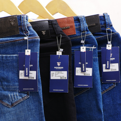Goviboss Celana Panjang Jeans Pria Hitam Premium Stretch Slim Fit Size 29 - 38