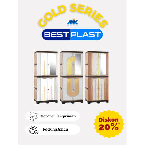 BESTPLAST GOLD Lemari Pakaian Plastik Olymplast 2 Pintu Lemari Baju Rak Gantung
