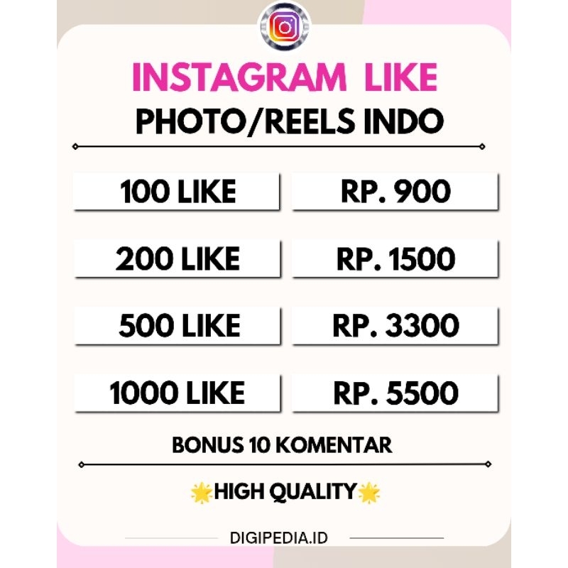 Like reels/photo Instagram Indo Termurah (garansi)