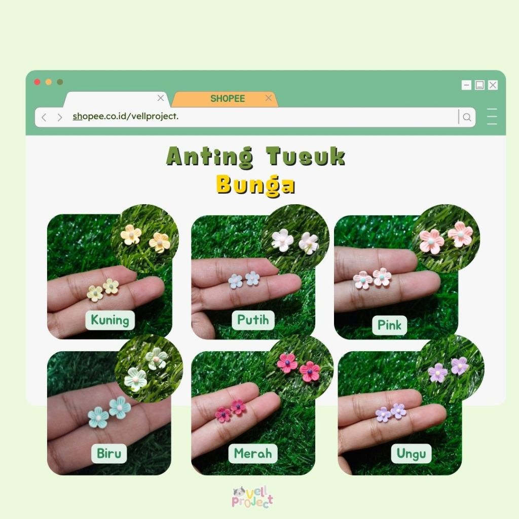 Anting Mawar / Bunga Tusuk Plastik