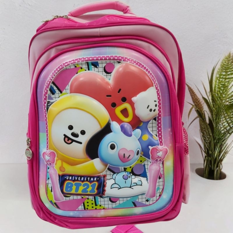 Tas Ransel Anak Karakter BT21 Gambar Bagian Depan Timbul