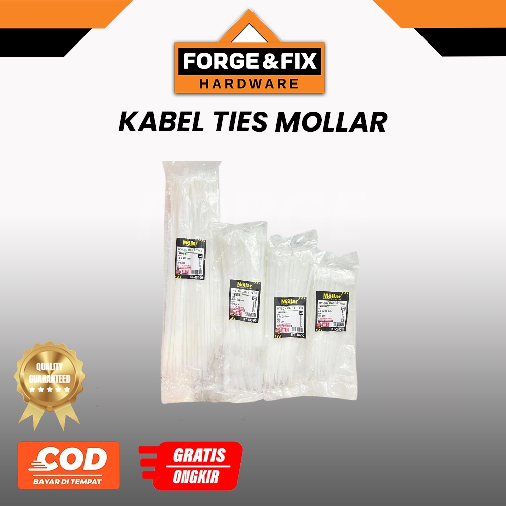 

[100PCS] MOLLAR Kabel Ties Cable Tie Tis Tebal Hitam Putih 200 250 300 MM